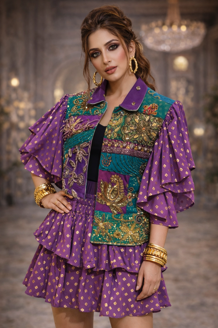 Amara Embellished Jacket Purple