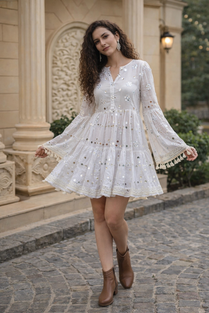 Boho Harmony White Dress