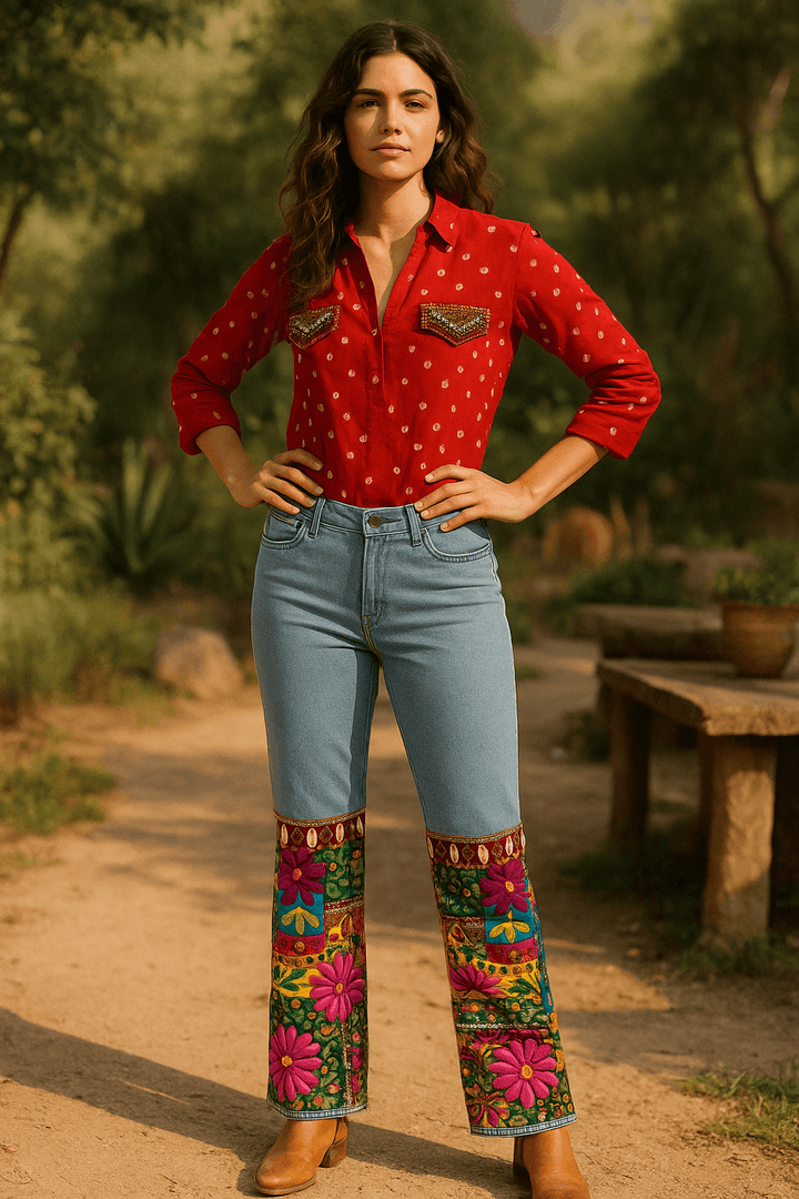 Floral embroidered banjara jeans - banjaratrail