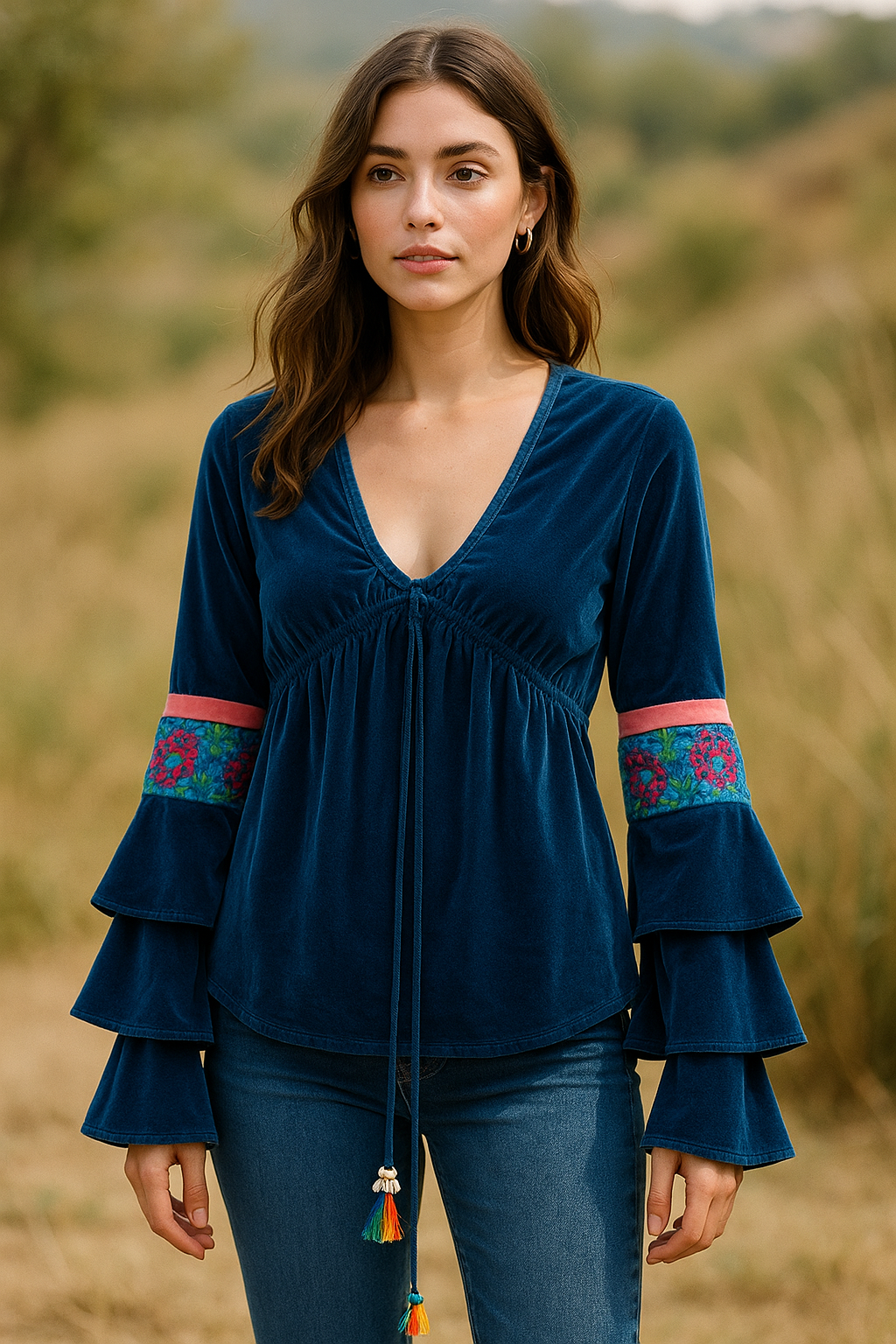 Aisha Embellished Velvet Top