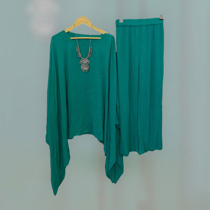 Mermaid Green   co-ord Set with Necklace