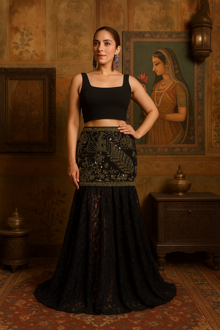 Mermaid embellished Lace Skirt