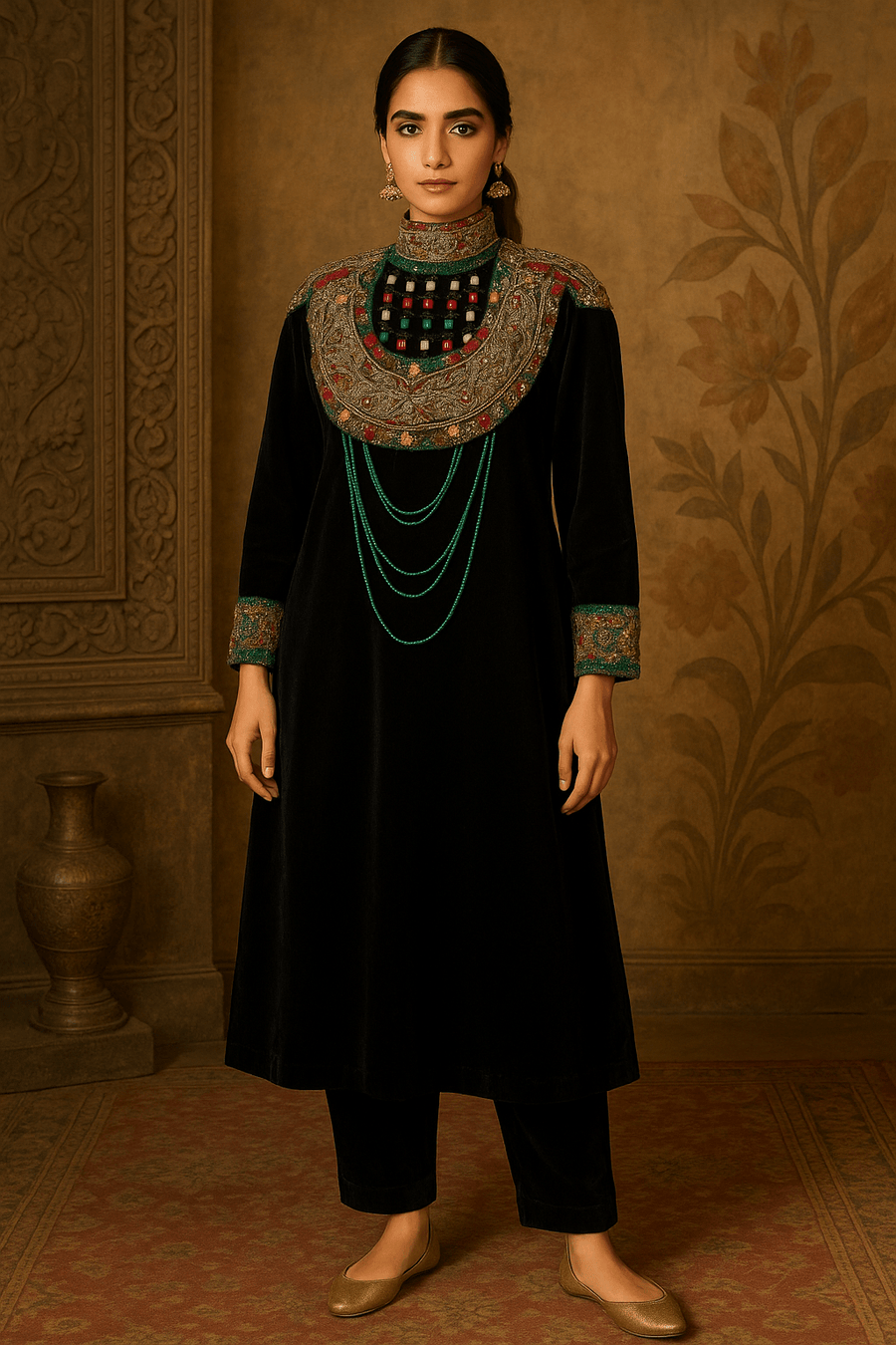 ZEVAR- Embellished velvet set - banjaratrail
