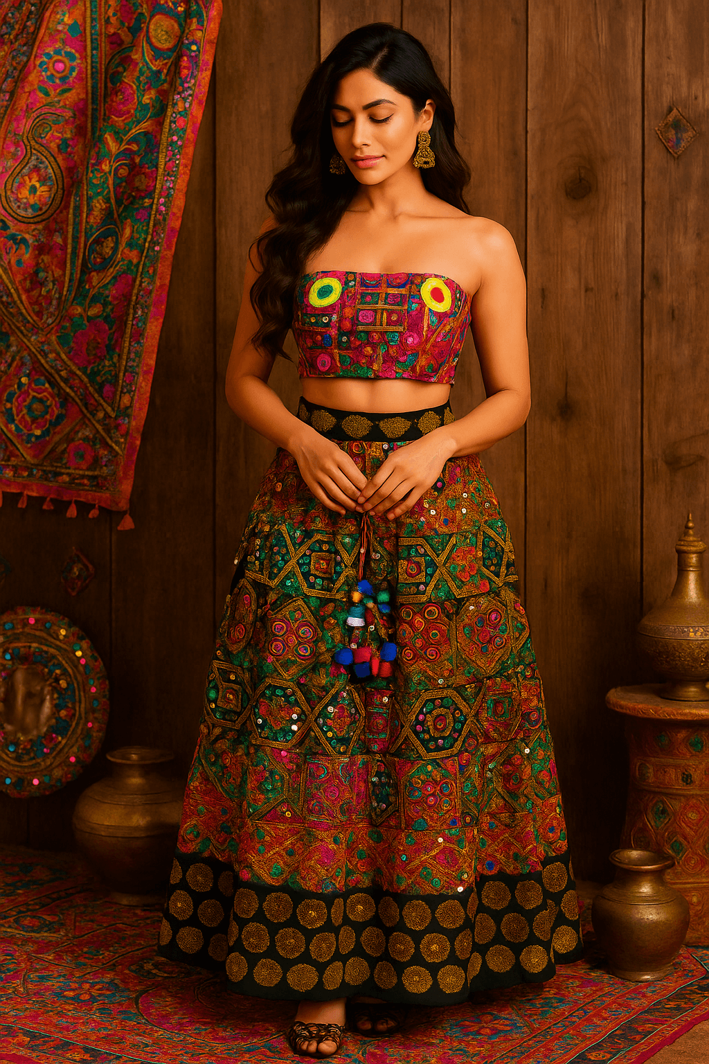 GULZAR- Tube top & patchwork skirt set - banjaratrail