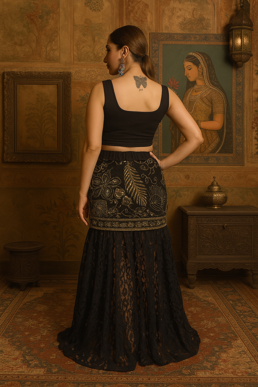 Mermaid embellished Lace Skirt