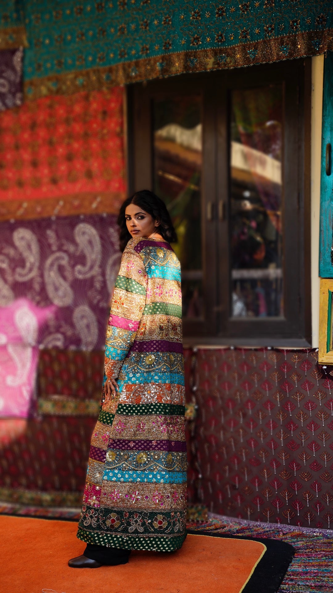 'Shahi Andaz' Embellished Overcoat with Bustier