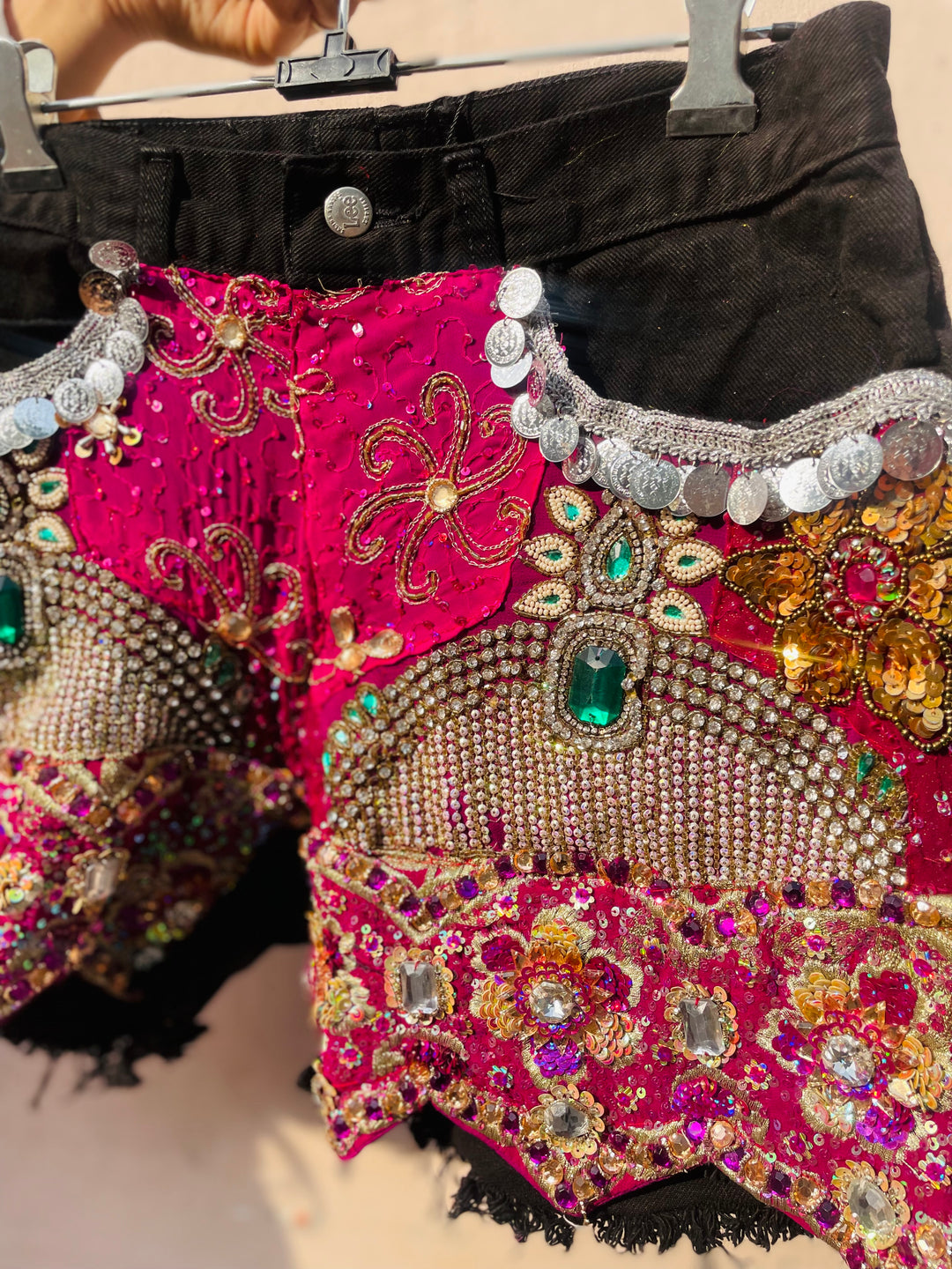 Embroidered Mirrorwork Shorts – Fuchsia Royal Edition