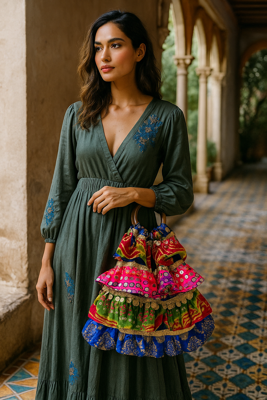Bandhini ruffle bag - banjaratrail