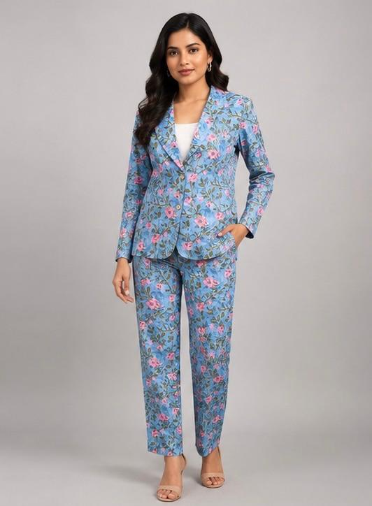 Azure Bloom Co-ord Blazer Set