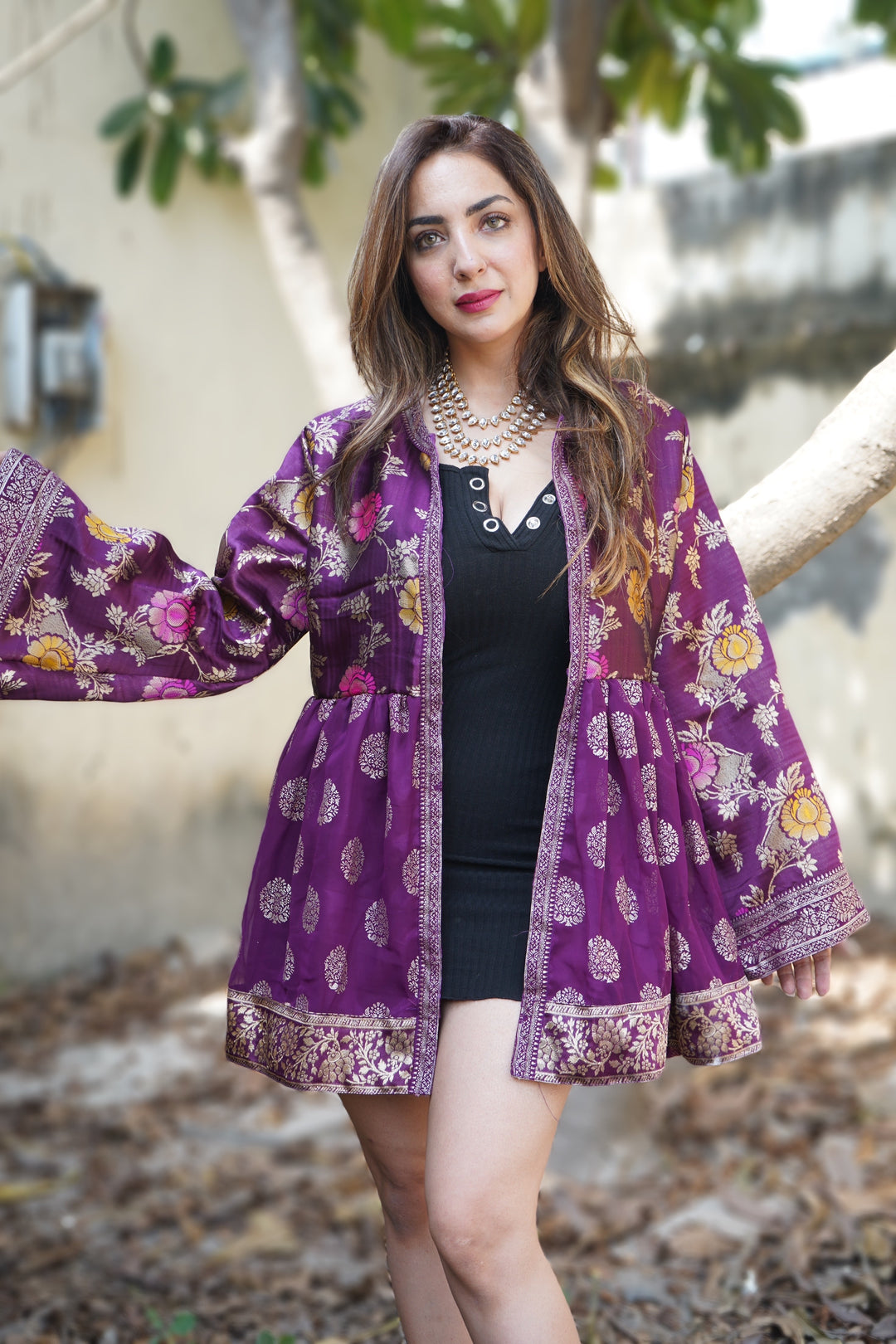 ‘Suhani’- Purple Brocade Peplum Top