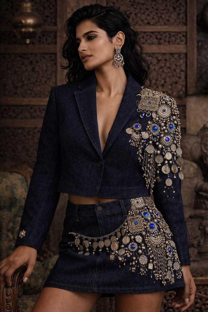 The Yasmeen Set Afghan-Inspired Silver Armour Silhouette