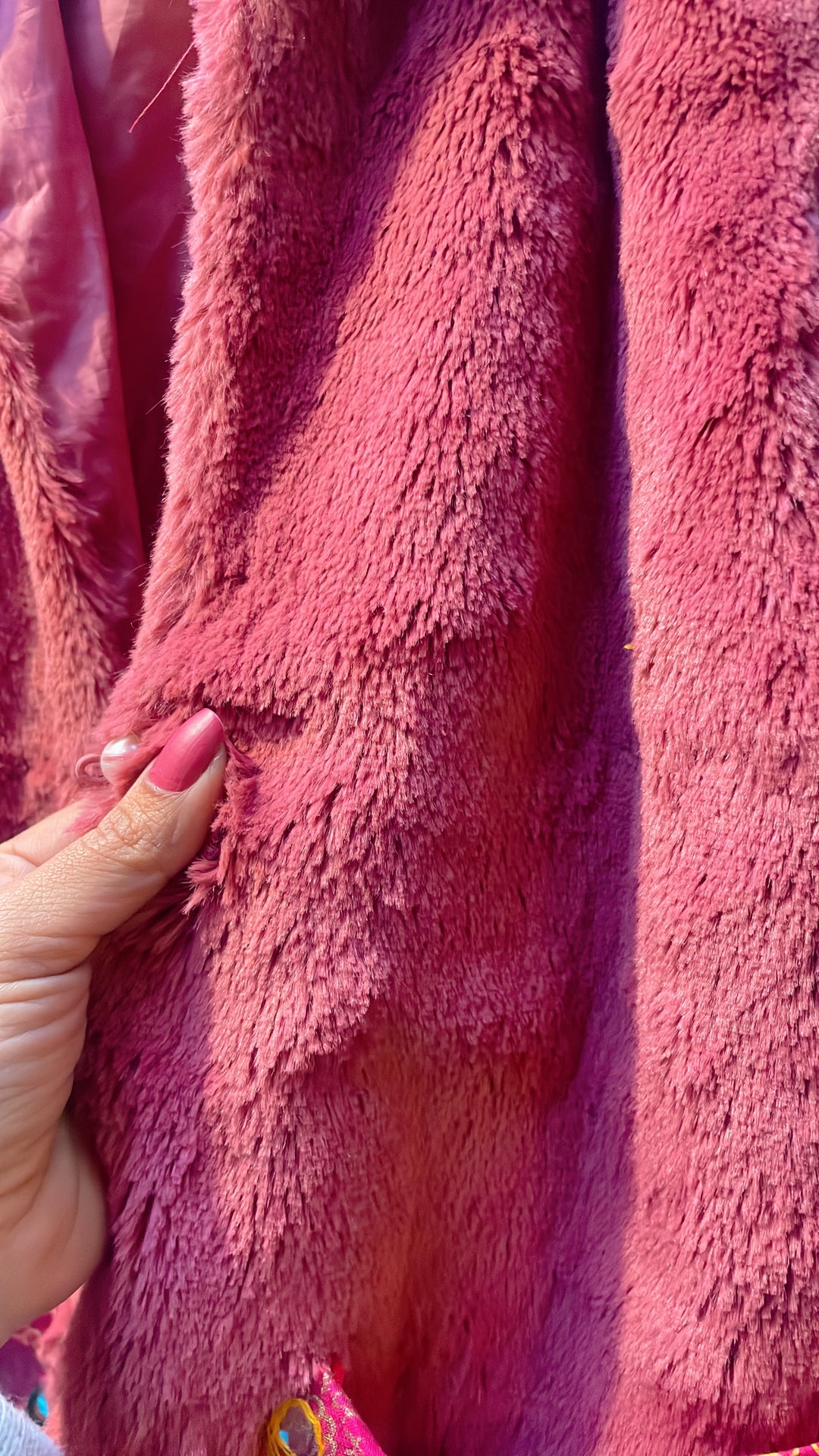 Faux fur pink coat
