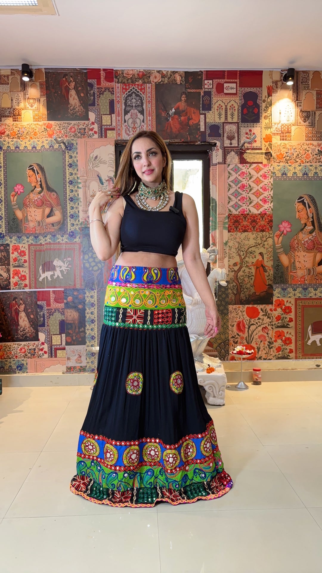 Handcrafted Banjara Embroidered black skirt