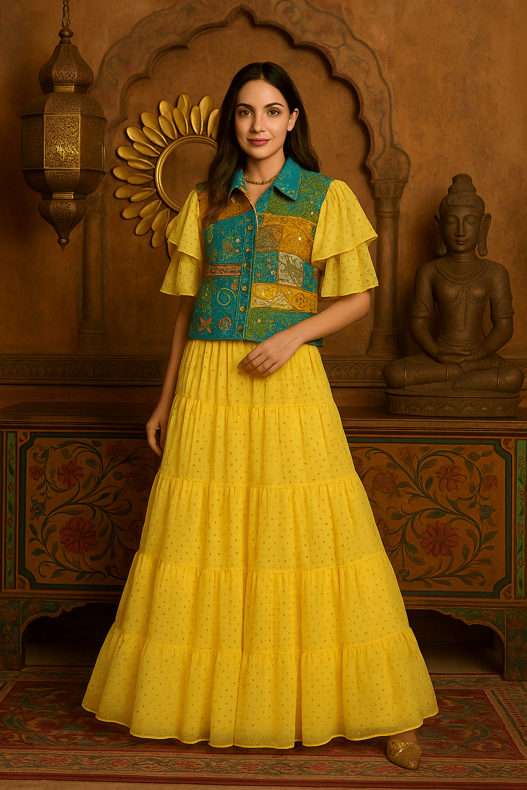 Clara Embellished Co-Ord Set Yellow - banjaratrail