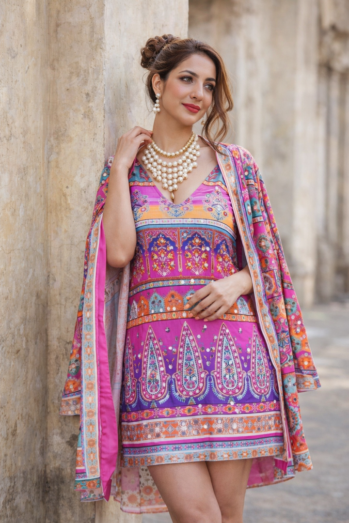 Blush' Mirror Dress & Shrug Set
