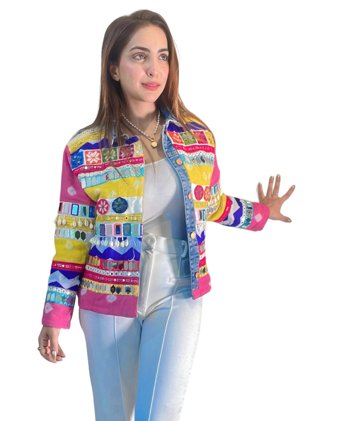 Colourful multi mirror jacket