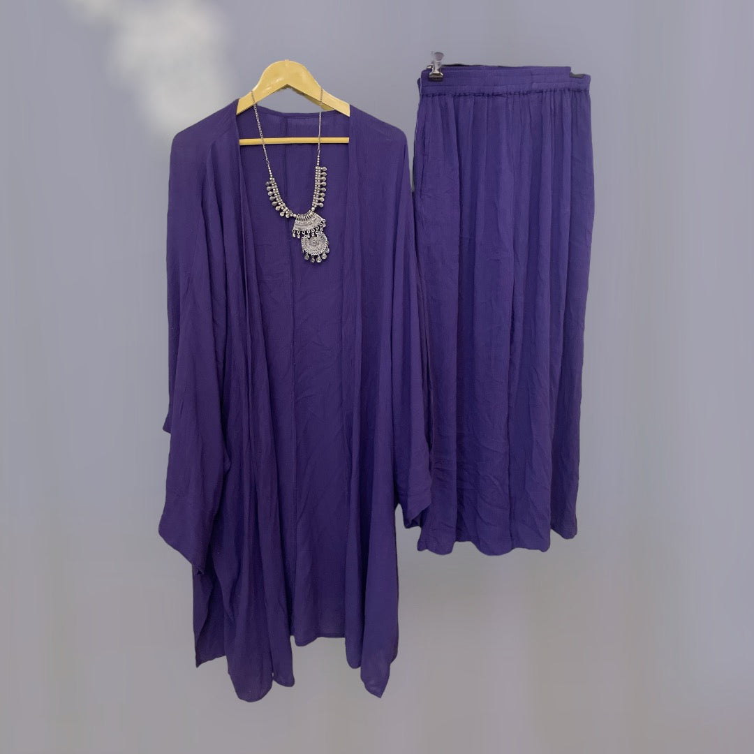 Purple co-ord Set with Necklace