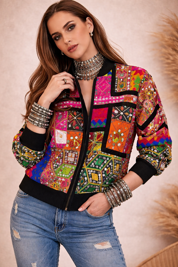 Patchwork Bomber Jacket