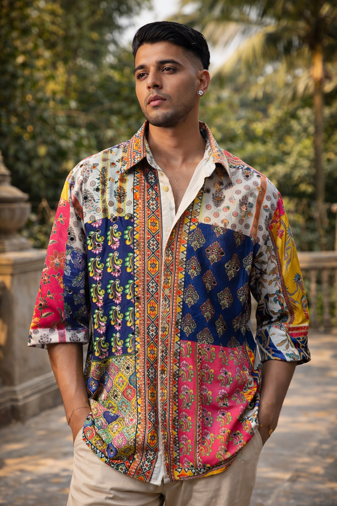 Men'S White Boho Shirt Relaxed Fit