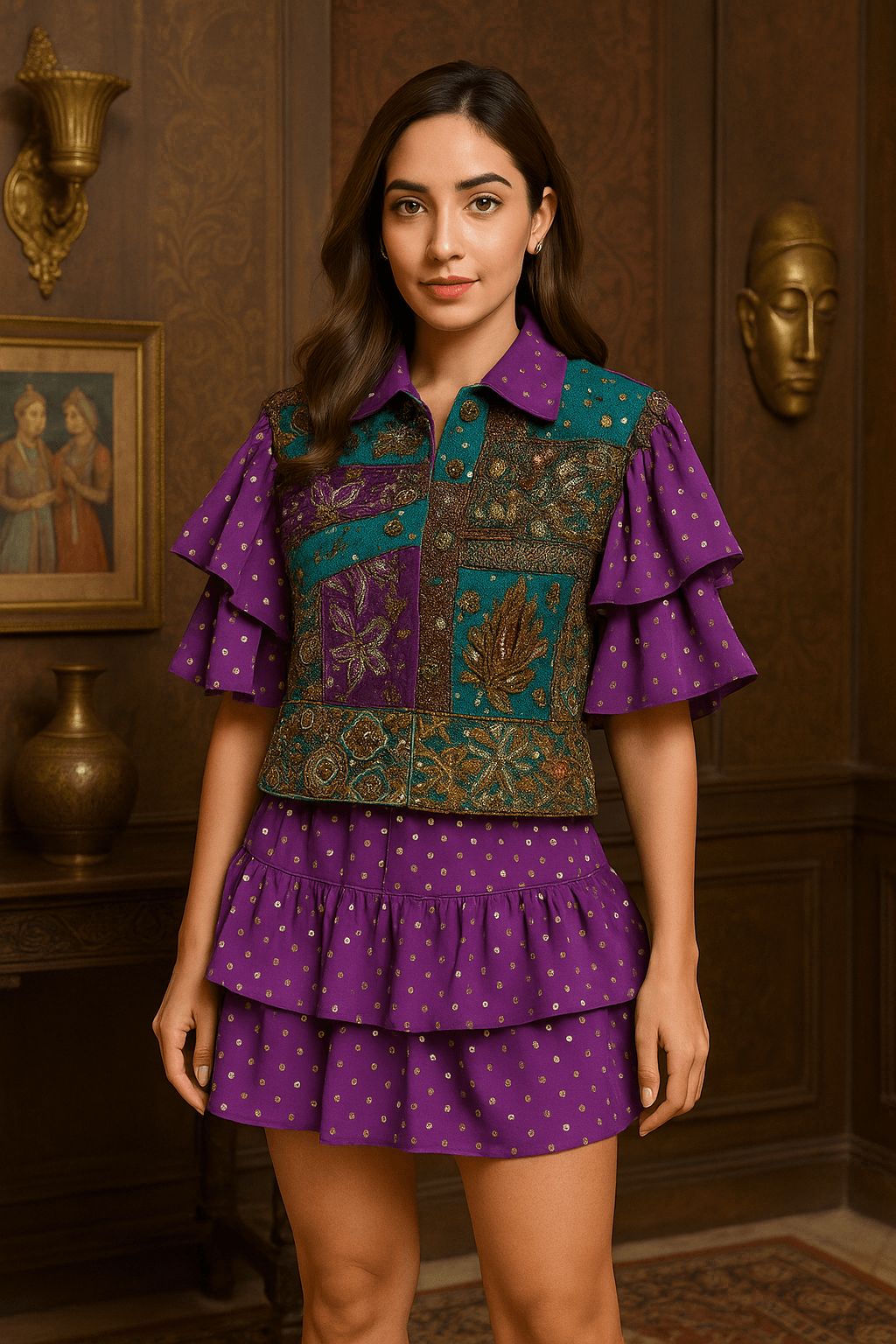 AMARA Embellished Co-Ord Set Purple - banjaratrail