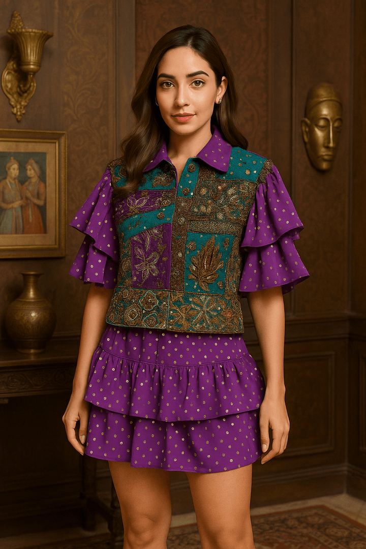 AMARA Embellished Co-Ord Set Purple - banjaratrail