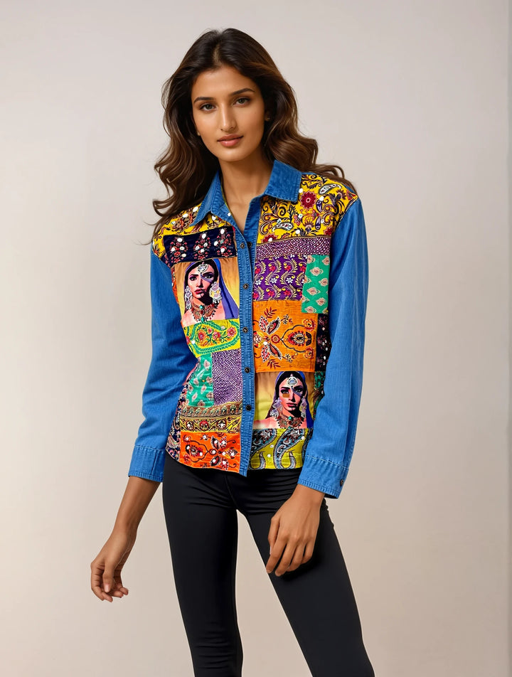 ‘Sultana’- Embellished Denim Shirt