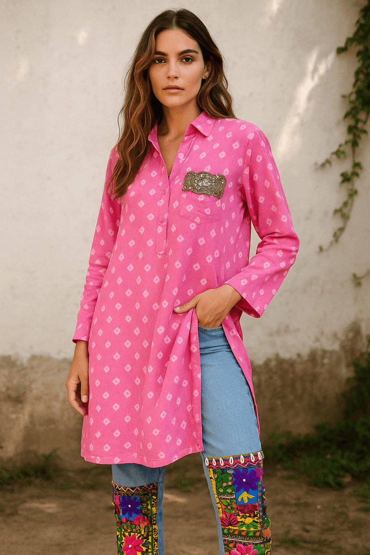 Floral jeans and bandhani kurta set - banjaratrail
