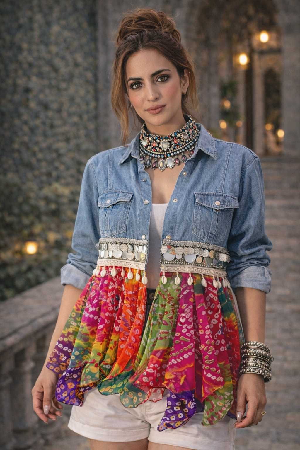 Umbrella Bandhini Denim Shirt