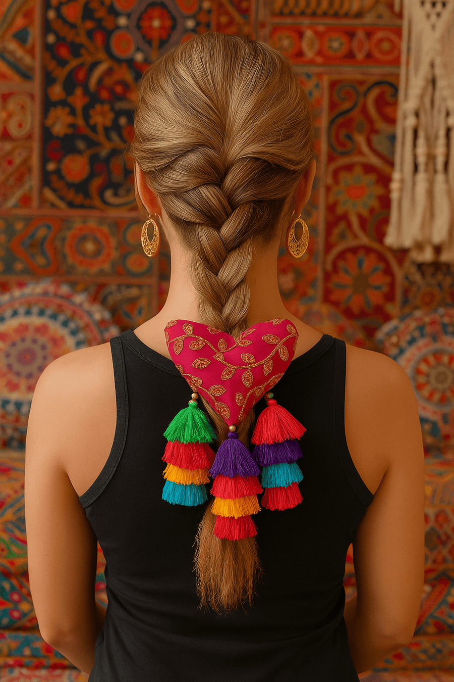 Gulaabi Tassel Boho Hair Band - banjaratrail