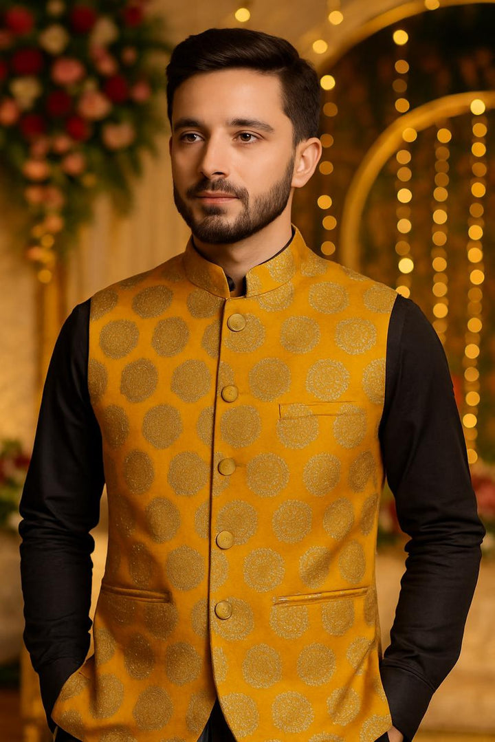 Brocade Nehru Jacket with Circular Motifs