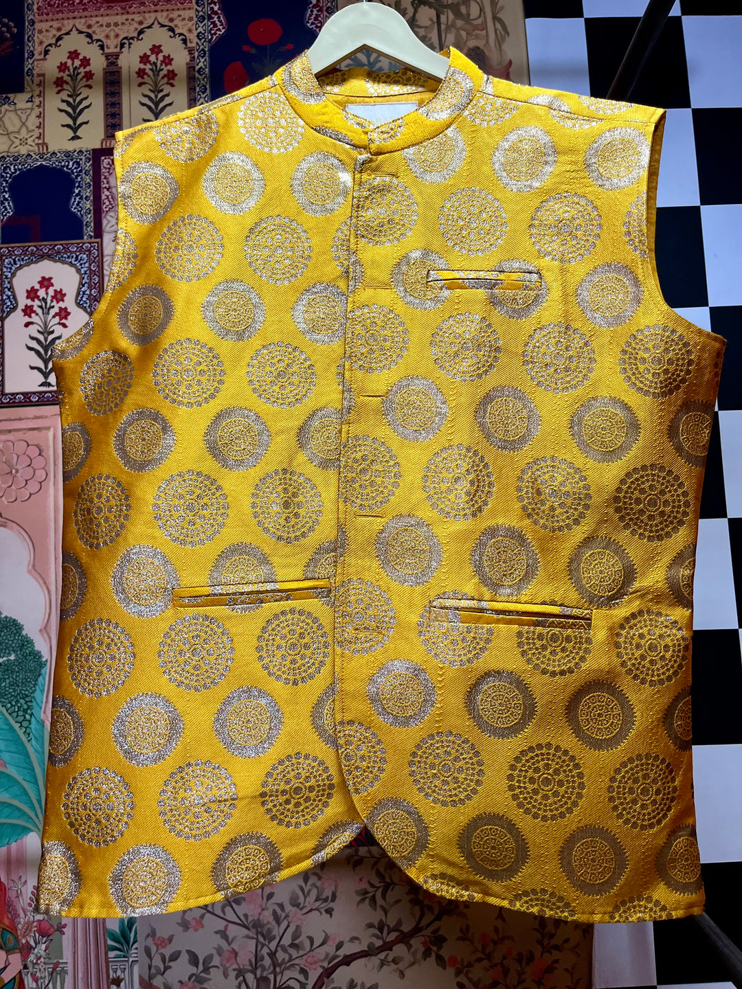 Brocade Nehru Jacket with Circular Motifs