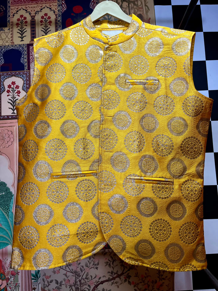 Brocade Nehru Jacket with Circular Motifs