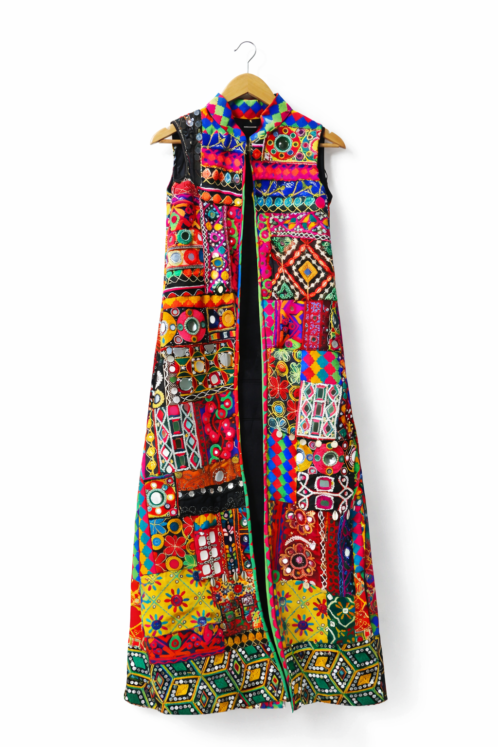 Boho Patchwork Sleeveless Mirrorwork Jacket