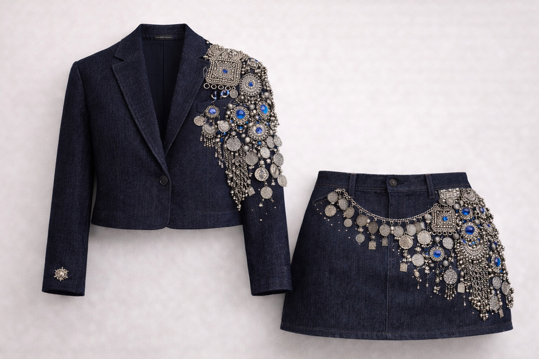 The Yasmeen Set Afghan-Inspired Silver Armour Silhouette