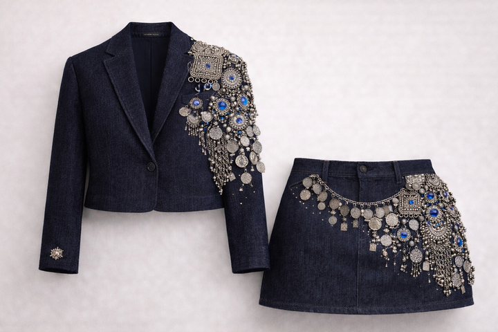 The Yasmeen Set Afghan-Inspired Silver Armour Silhouette