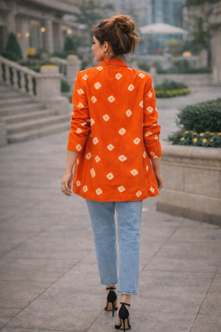 Orange Bandhani Statement Blazer