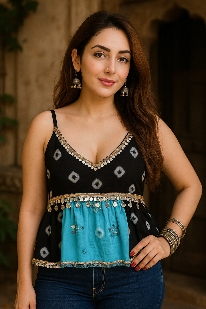 NeelKali Mirror Peplum Top