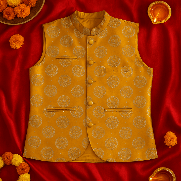 Brocade Nehru Jacket with Circular Motifs
