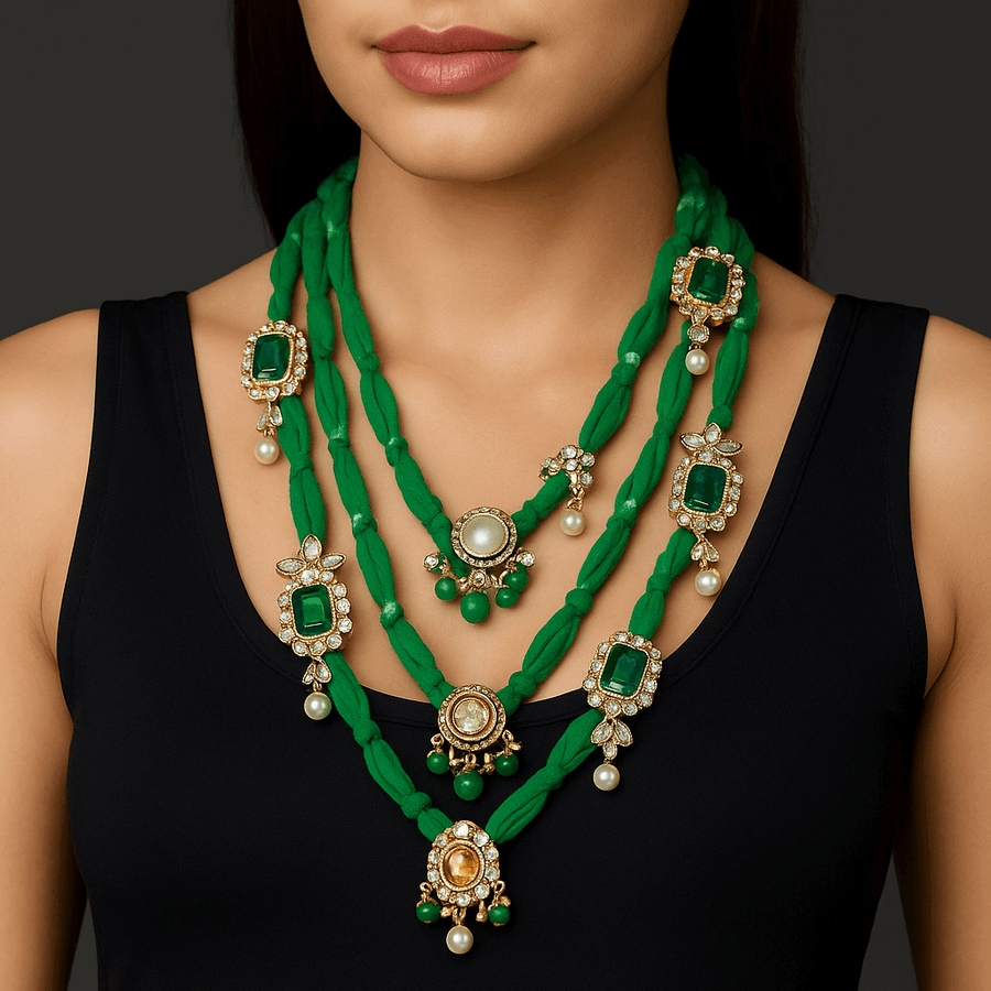 Emerald Royalty Kundan Pearl Necklace