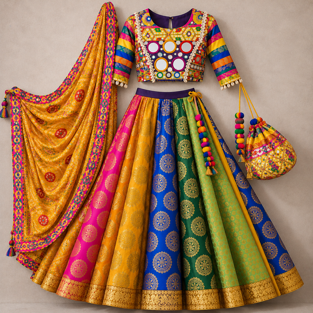 Brocade Lehenga & Blouse With Potli