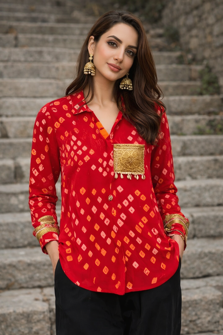 Red Bandhani Shirt