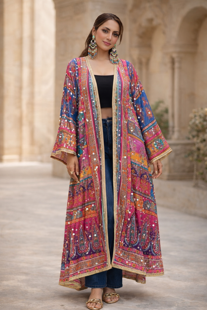 Printed Mirror Work Shrug