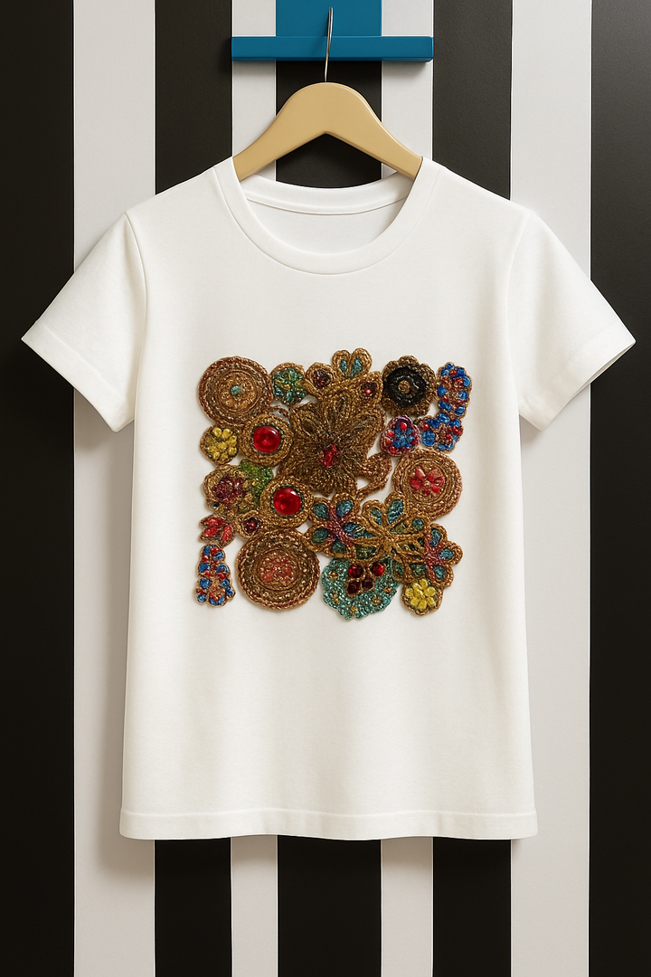 Boho Embroidered Patchwork T-Shirt