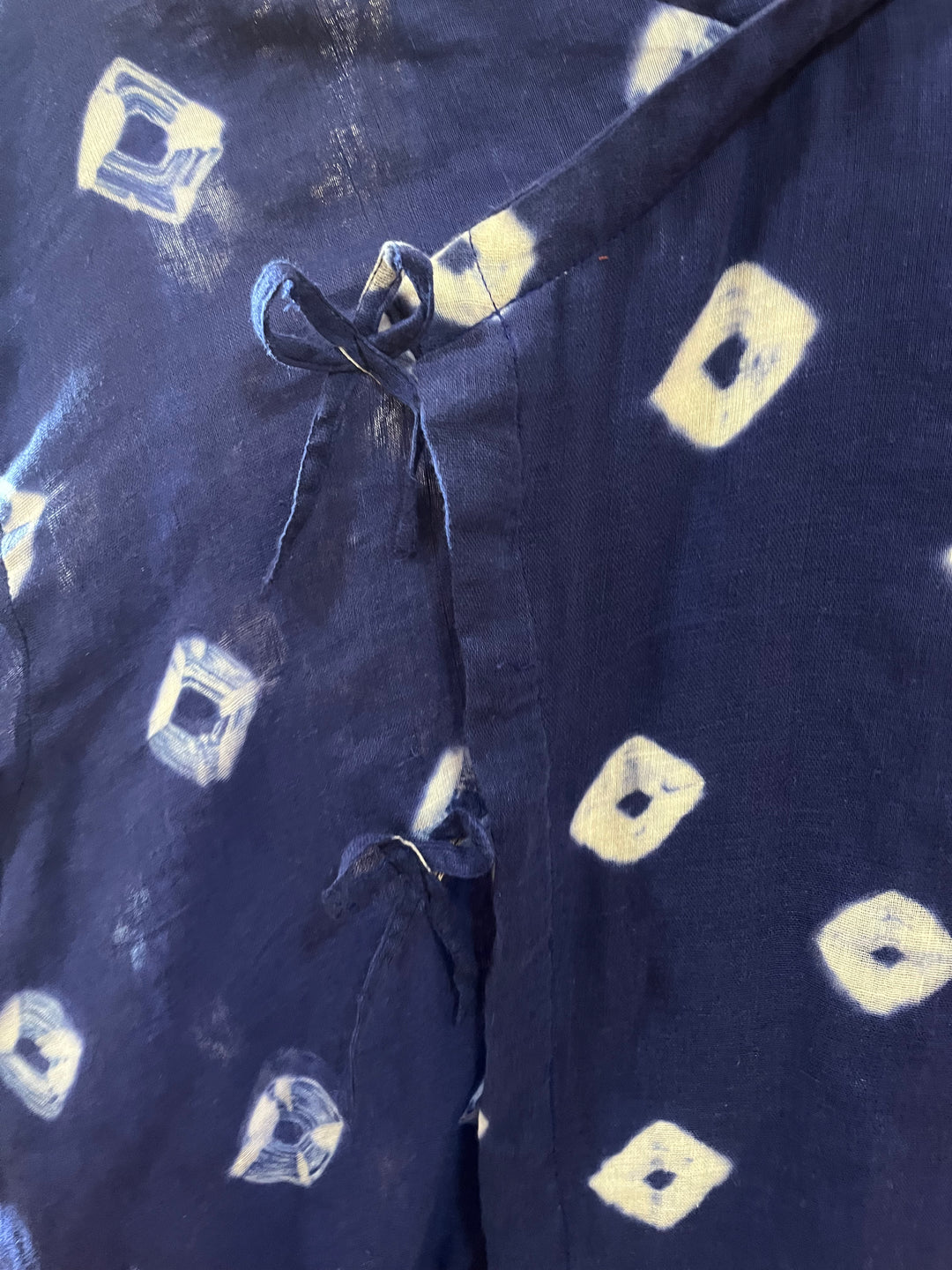 Indigo Bandhani Hooded Kimono Shirt Men