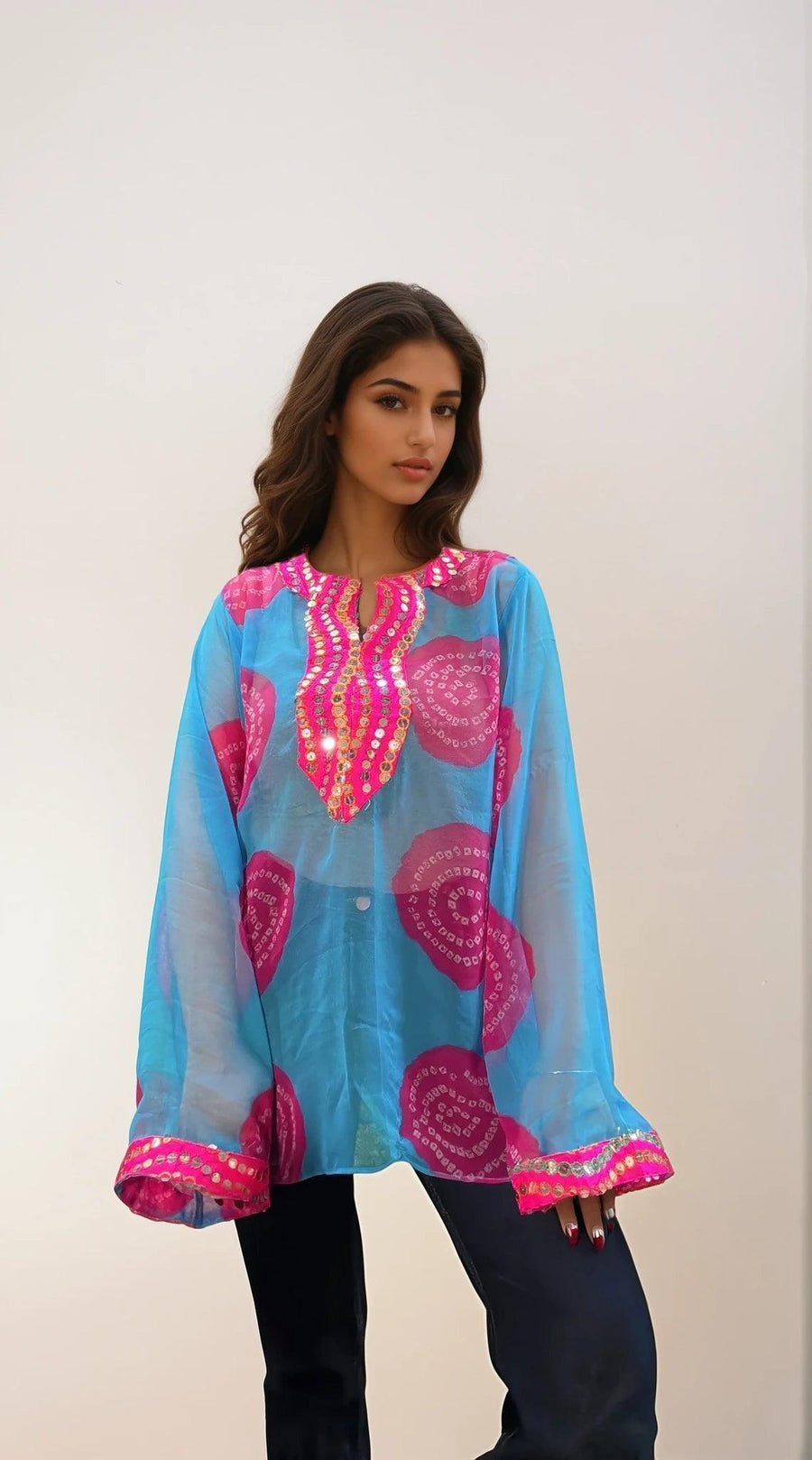 Rangrez Mirror Pop Sheer Tunic - banjaratrail
