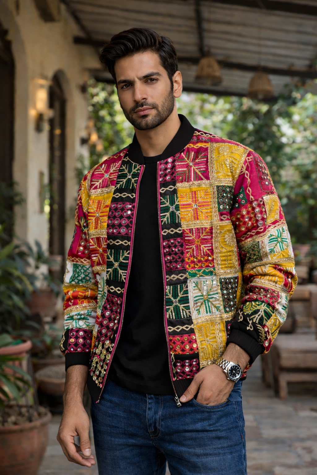 Veer- Phulkari Bomber Jacket