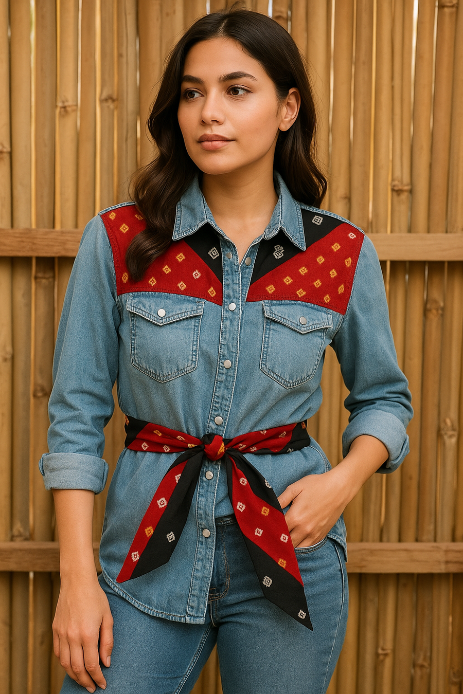Bandhini tie belt shirt - banjaratrail
