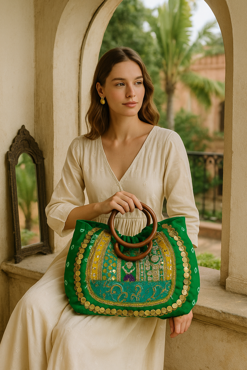 Green bandhini bag - banjaratrail