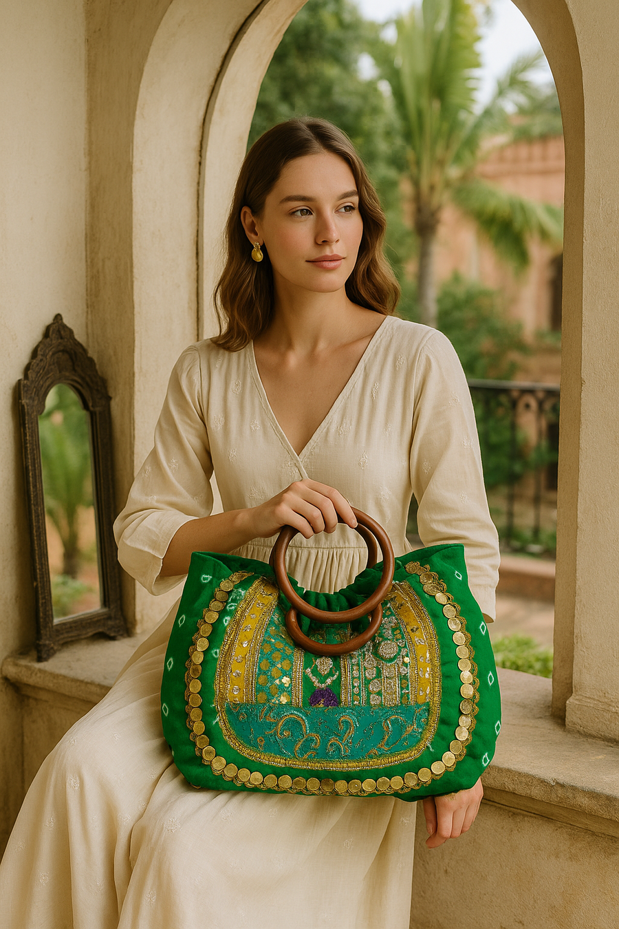 Green bandhini bag - banjaratrail