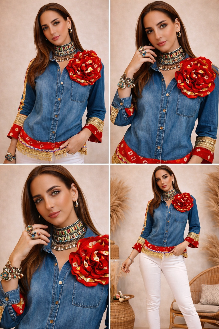 Bandhini Drama Denim Shirt